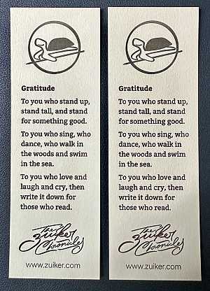 Two copies of the Gratitude bookmark